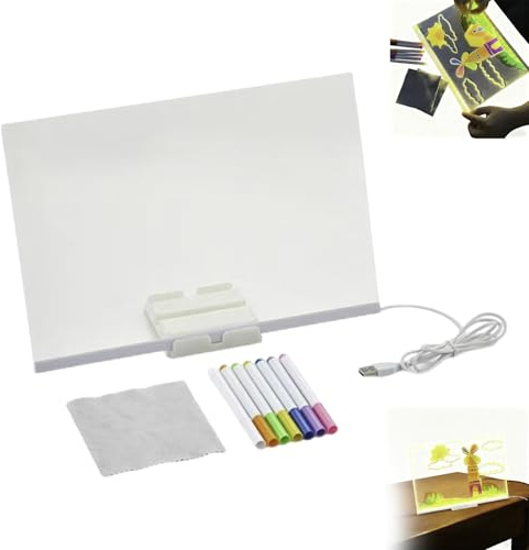 LED Note Board with 7 Colors Pen, Luminous Led Drawing Board for Children, Acrylic Drawing Writing Message Magic Boards for Kids, Erasable Doodle Tool for School, Office, Cafe, Home
