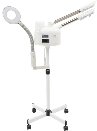 Vaporizador facial 750 W sauna facial vapor limpiador de poros para cara, altura y ángulo ajustables, con luz LED y lupa, para spa, salón y hogar