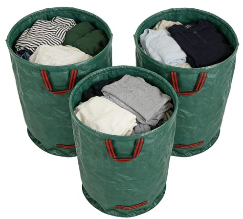Bolsas Recolectoras De Hojas, 3 Sacos Para Escombros, Con Asas Reforzadas, Bolsas Plegables Para Césped, Hojas Y Residuos, Sacos Resistentes Para Jardinería