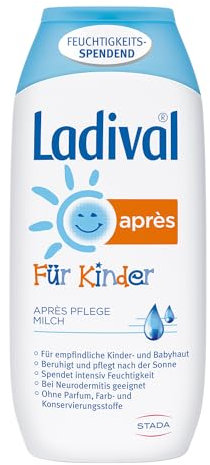 Ladival Kinder Après Lotion – Parfümfreie After Sun Lotion für Kinderhaut – intensiv pflegend und kühlend – ohne Farb- und Konservierungsstoffe – 200 ml