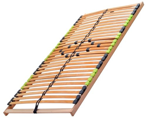 DaMi 7-Zonen Lattenrost Basic NV, mit 5 Härtestufen, Made in Germany, aus edlem Buchenholz, 28 Leisten, zur Selbstmontage, extrem hochwertig & stabil, für alle Matratzen geeignet, 160x200 cm