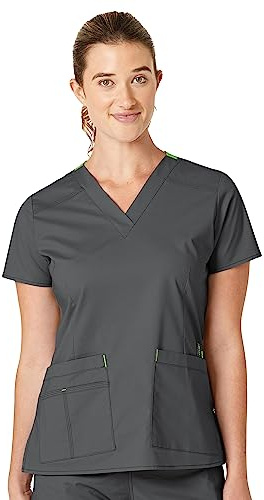 WonderWink 6108ACHAXS WonderFLEX - Maglia da Donna con Scollo a V, Colore: Antracite, Taglia XS