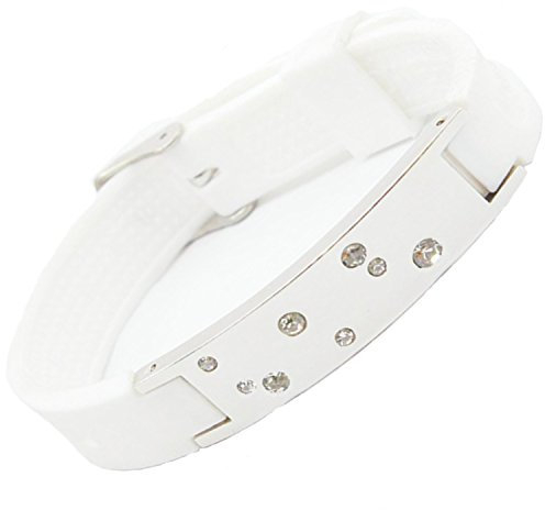 Positive Energy Pro Ion Power Magnet Energetix 4you Silikonarmband weiß Estrella 2012 mit Original Swarovski Elements