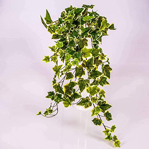 artplants.de Edera artificiale su stelo, verde-bianco, 70cm - Pianta rampicante/Edera decorativa