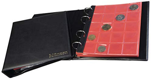 MC.Sammler Münzalbum für Münzen Aufbewahrung - 200 Taschen für 2 Euro Münzen Sammelalbum - Album, Münzbuch für Sammlermünzen - Schwarz