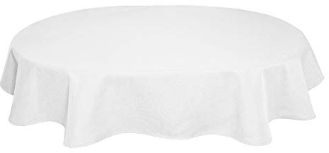Tischdecke Leinenoptik Leinen Lotuseffekt Wasserabweisend Lotus Oval 135x180 cm Weiss