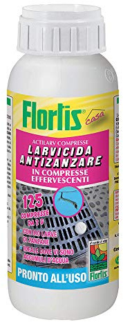 LARVICIDA ANTIZANZARE 125 COMPRESSE FLORTIS PROTEZIONE CASA ZANZARE INSETTI PIANTE GIARDINO