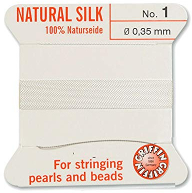 Creative-Beads - Filo per perline, filo di seta per perle da infilare, estremità del filo flessibile utilizzabile come ago, spessore 0,35 mm, lunghezza 2 m, colore bianco