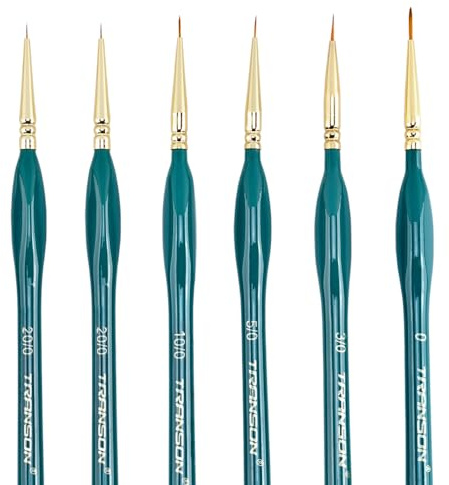 Transon Detail Thin Paint Brush Set 6pcs for Model Minature Craft and Art Painting Green