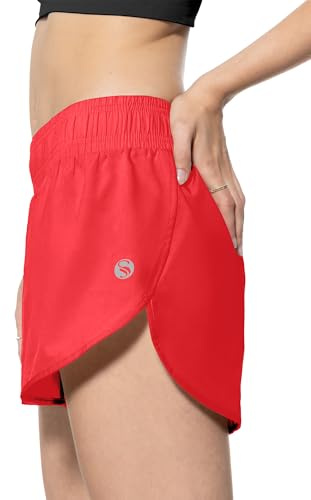 STARK SOUL Vital Women's Sports Fitness Shorts, Functional Shorts, Breathable, Quick-Drying Training Shorts, red, XL