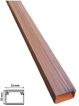 4PZ Canalina 15x10 mm 2 metri Legno Scuro per cavi elettrica in plastica passacavi coprifili a parete con copertura