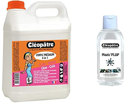 Cléopâtre - Vinyl'Médium Acrylic Pouring 5L & Magic'Plop 100ml - Adhésif Transparent pour Acrylic Pouring et Fluid Art