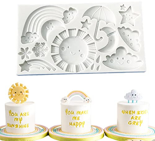 Cestony Cartoon Wetter Sonne Wolke Regen Regenbogen Stern Schneeflocke Modellierung Silikonformen für DIY Kuchen Fondant Kekse Kekse Seife Zucker Pudding Schokolade Hard Candies Dessert Kerze Dekor