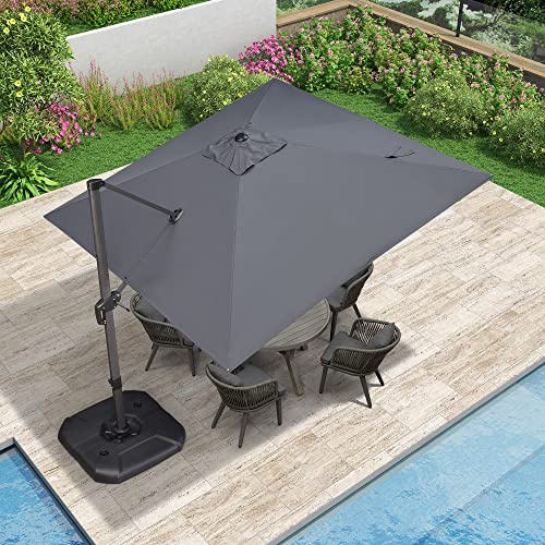 PURPLE LEAF Parasol Déporté 3 x 3 m Gris avec Pied de Croix Inclinable