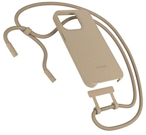 Woodcessories - Nachhaltige Handykette abnehmbar kompatibel mit iPhone 14 Pro Max Hülle mit Band beige - biologisch abbaubar