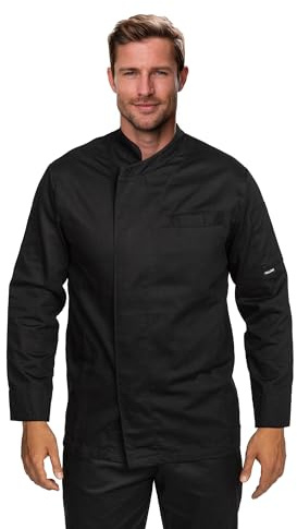 PALLTEX KOTO LS 100% algodón chaqueta de cocinero unisex chaqueta de cocinero mujer chaqueta de chef hombre ropa de cocina profesional uniforme de chef manga larga, Negro , XL