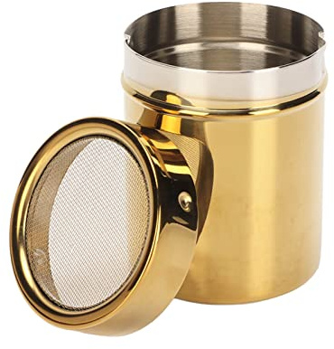 Edelstahl-Pulverstreuer, Goldener Salz- und Pfefferstreuer, Feinmaschiger Puderzuckerstreuer für Salz, Gemahlenen Kaffee, Pfeffer