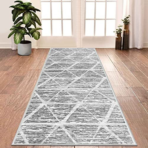 Tinyboy-hbq Teppich läufer für Flure rutschfest,Waschbar Läufer Flur Lange Weiche Kücheläufer für Schlafzimmer Flure Wohnzimmer Küche,Elfenbein Grau,80 x 200 cm