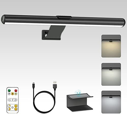 Starxing Lampada per quadri wireless ricaricabile, 2 in 1 luce per pittura con telecomando, 300LM batteria Luci da esposizione dimmer, 3 modalità luce da parete magnetica per opere darte (Black-30cm)