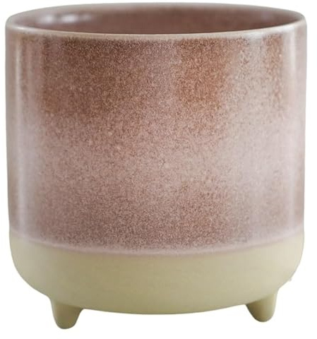 Ivyline Jolie Matte Reactive Glaze Tri-Foot Planter in Rose - Stylish and Waterproof - Indoor Ceramic Raised Houseplant Pot with Feet - H12cm x D12cm