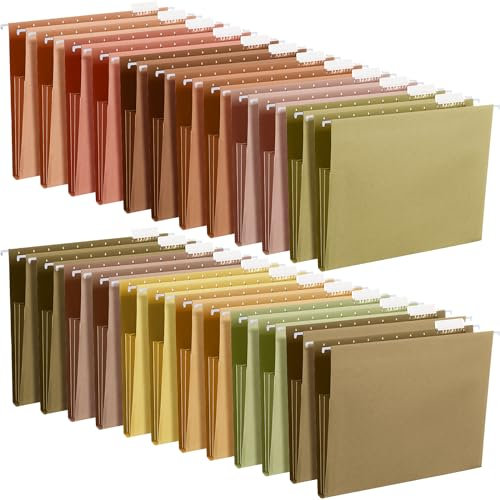 Yaomiao Hängeregistraturmappen, 3 Falten, Briefgröße, Aktenordner mit 1/5-geschnittenen, verstellbaren Reitern, erweiterbar, Dokumentenschrank, farbig für Zuhause, Schreibtisch, Büro, Organisation,