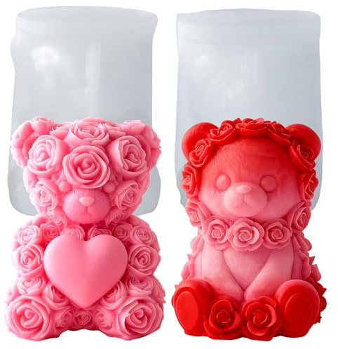 Stampi in silicone per orso, stampo per candele a forma di orsetto, stampo in silicone per candele a forma di fiore, stampi per colata, fai da te per saponi fatti in casa,regali di San