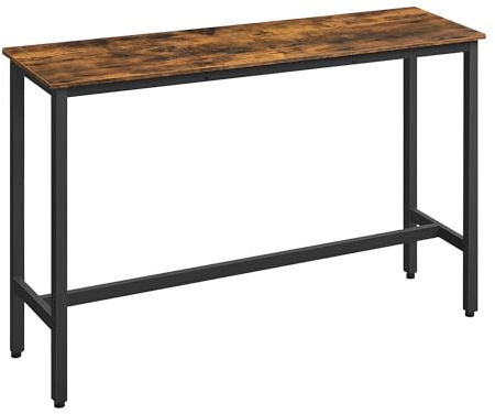 VASAGLE Tavolo da Bar Rettangolare Stretto, Tavolo da Cucina, Tavolo da Pranzo, Telaio in Metallo, 40 x 140 x 90 cm, Facile da Montare, Design Industriale, Marrone Vintage e Nero Inchiostro LBT140B01