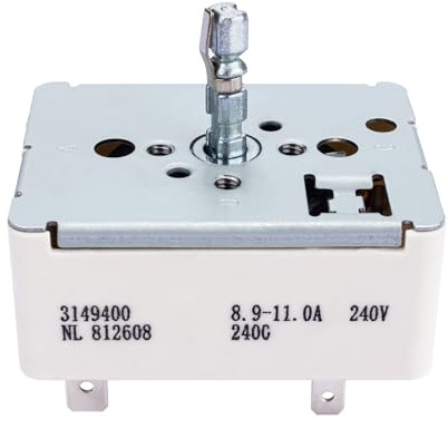 3148954 3148953 3148951 3149400 Range Burner Infinite Control Switch Replacement for Whirlpool Range Switch WP3149400 WP3148954 WP3148953 WP3148951 311858 311859 336989 PS336886 AP3029710 AP3095444