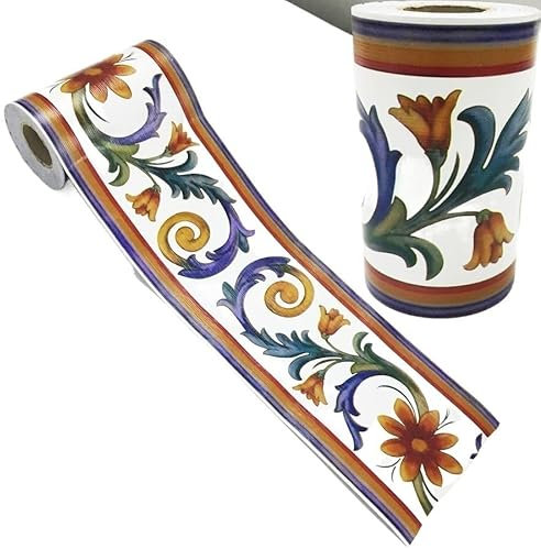 BordüRe Selbstklebend 10 m selbstklebende Totem-Blumen-Wandaufkleber, Taillenlinie, Tapete, Bordüren, Aufkleber, Heimdekoration, Glasfliesen, Dekorationspapier TapetenbordüRe Selbstklebend ( Color : W