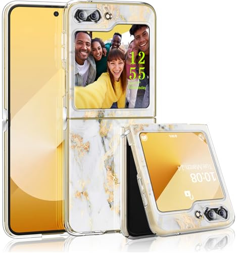 2Buyshop per Cover Samsung Galaxy Z Flip 6 Silicone Morbido Trasparente Marmo TPU Protettiva Custodia Samsung Galaxy Z Flip 6 5G Cover Originale Sottile Gel Protettiva Case per Samsung Z Flip 6 Caso
