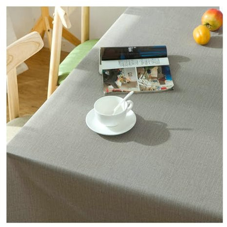 BCughia Tischdecke 140x200CM Grau, Tischdecke Abwaschbar Wasserdicht Rechteckig PVC Einfarbig Tischdecke für Küche,Esszimmer,Tischdekoration