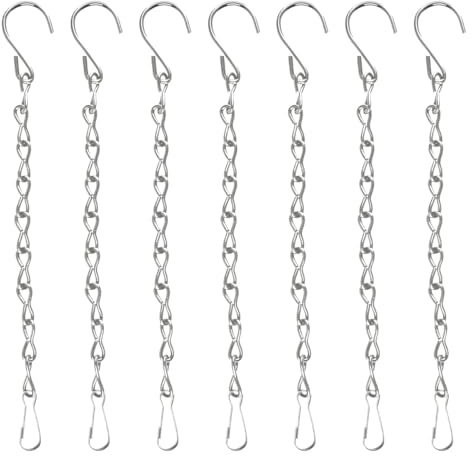 Thyonta 12PCS Metal Hook Chain Adjustable Birdcage Planter Hanging Chain Ideal for Hanging Up Bird Feeders, Baskets（24cm，Grey）