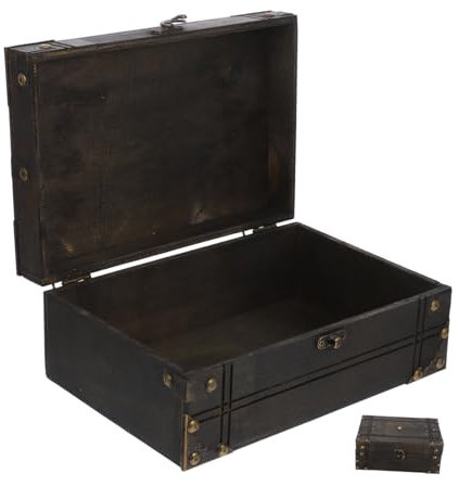 HOMOCONO Vintage Holz Schmuckkästchen Retro Aufbewahrungsbox Für Ringe Ohrringe Und Kleine Schätze Dekorative Truhe Für Frauen Und Mädchen Perfektes Für Valentinstag Und Geburtstag