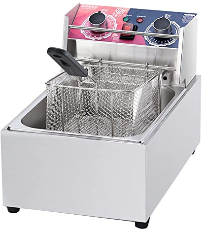 sjdoPulse 10L 2500W Professional Fat Fryer, Commercial Stainless Steel Electric Fryer, with Fryer Basket and 60 min Timer, for Food Cooking & French Fries