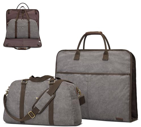 S-ZONE Kleidersack Unisex 2-In-1 Umwandelbarer Canvas Anzugtasche mit Kulturbeutel