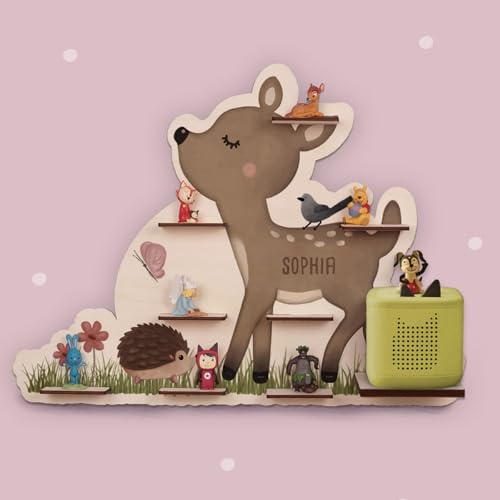 hellomini Tonie Regal Mädchen mit Wunschnamen für Toniebox 1 & Toniebox 2 - Personalisiertes Toniebox Regal fürs Kinderzimmer - Tonies Regal - Toniebox Aufbewahrung (REH Druck)