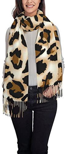 SBKGBIEHG Kinder-Schal mit Handabdruck, Quaste, Kaschmir, weich und bequem, warmer Schal, leopard, One size