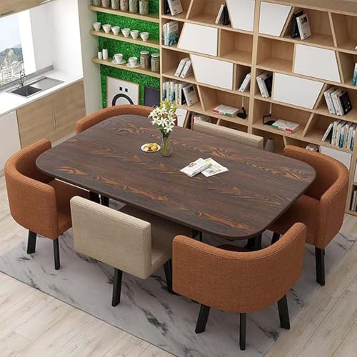 Modernes quadratisches Esstisch-Set mit 6 Stühlen, Mehrzweck-Konferenztisch, Holzküchen-Set für Wohnzimmer, 150 cm