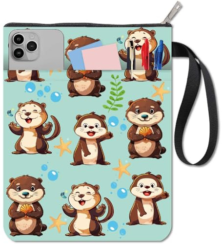 craspire Otter Fronttasche Buchhülle Buchhülle Mit Reißverschluss Waschbarer Stoff 11 x 8.7 Zoll Buchschutztasche Für Bücherwurm Bibliothekar Bücherwurm Bibliophile Hardcover Taschenbuch Club