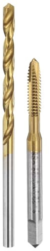 sourcing map Set di punte per trapano e rubinetto, 1 pezzo 6-32 UNC a spirale con filettatura filettata e 1 punta elicoidale da 2,8 mm, kit di utensili per filettare e filettare con rivestimento in