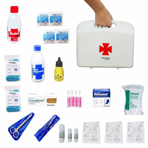 DEPALMERA Pharma✙ Botiquin de Primeros Auxilios Hogar y Trabajo, Botiquin Completo Homologado para Realizar Primeras Curas de Emergencia - Medidas 26x23x7cm.
