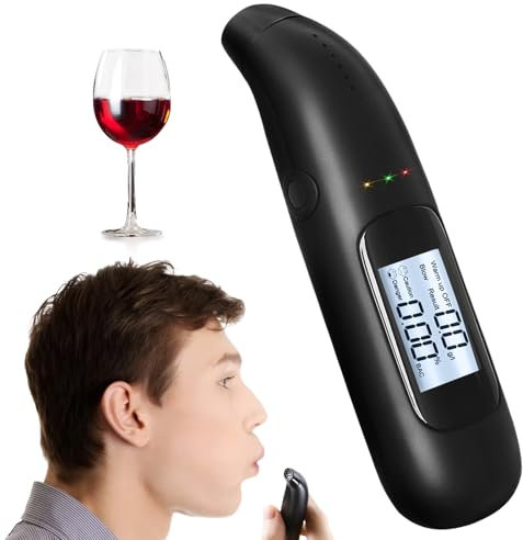 tlidfgeo Portatile Etilometri, Poliezeigenau con Blu Display Digitale LCD, Misuratore Alcolico Professionale, Mouthpieces Inutile, Alcol Test Etilometro per Uso Personale e Professionale