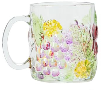 500 ml handbemalter personalisierter Glasbecher mit Griff für Zuhause, Trinkmilch, Kaffeetasse – reine, handbemalte Traubenglas-Grifftasse