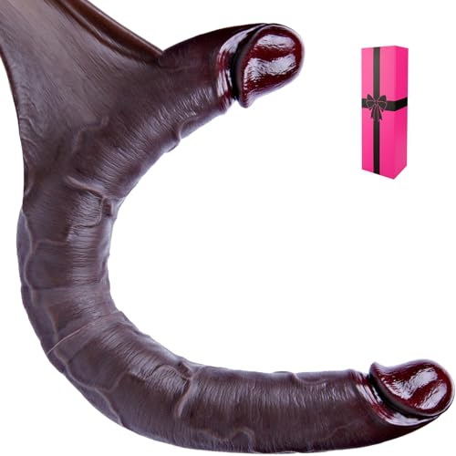 Dildo Noir Mouvant Double Face de 45,5 * 4,5 cm, Dildo Réaliste en Silicone avec Pénis Géant, Dildo Anal XXL Épais, Pénis Long Point G, Adapté pour les Couples Homosexuels
