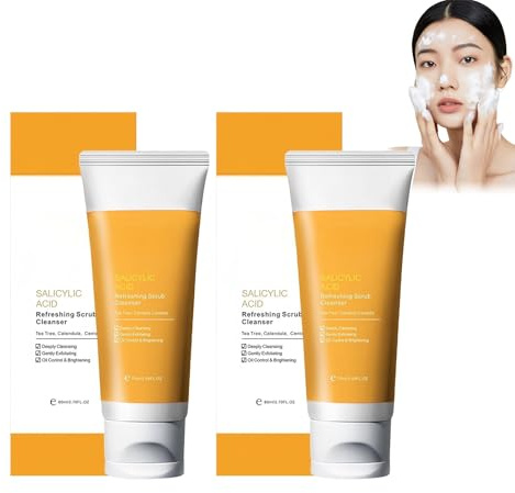 Refreshing Scrub Cleanser, 2 pezzi Detergente Viso Esfoliante, Formula Delicata con Microgranuli, Per una Pelle Liscia e Rinfrescata