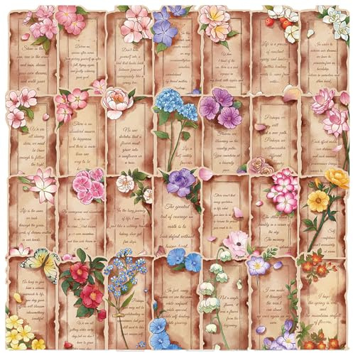 30 Stück Vintage Lesezeichen, Papier-Lesezeichen Blumenmuster, D | Papier-Lesezeichen Mit 30 verschiedenen Muster Buch-Accessoires natürlichen Stil Buchmarken Blume Pflanze Lesezeichen, 15x4cm