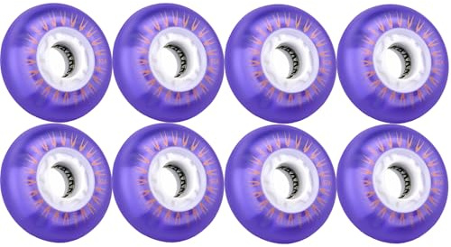 JCCHT 92A LED-Leuchtrollen, im Dunkeln leuchtende Inline-Skate-Rollen, 72 mm, 76 mm, 80 mm, Ersatzzubehör, 8er-Pack,Lila,80mm