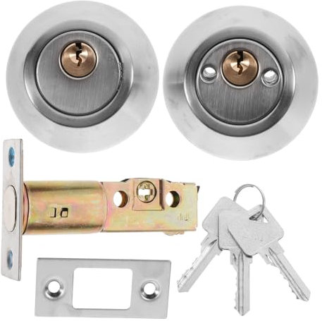 DIYEAH Cerradura De Pestillo De Doble Llave Cilindro Inoxidable Compatible Puertas Interiores y Exteriores