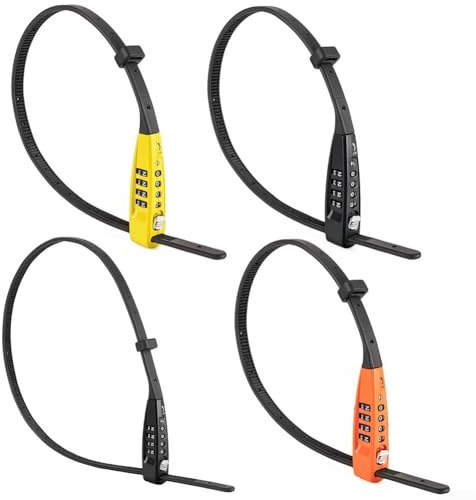 Portable Cable Tie Bicycle Lock, Adjustable 4 Digit Combination Lock for Cycling Security (Black)