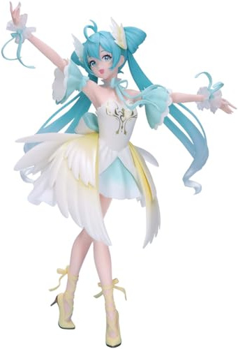 Miku Figur Statue Miku Action Figur Anime Figuren Modell, Miku Skulptur Ballett Schwan Kleid Standing Position PVC Sammlerstücke Desktop Dekoration Geschenk für Fans 20CM